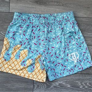 Blue Ice Cream Patterned Shorts